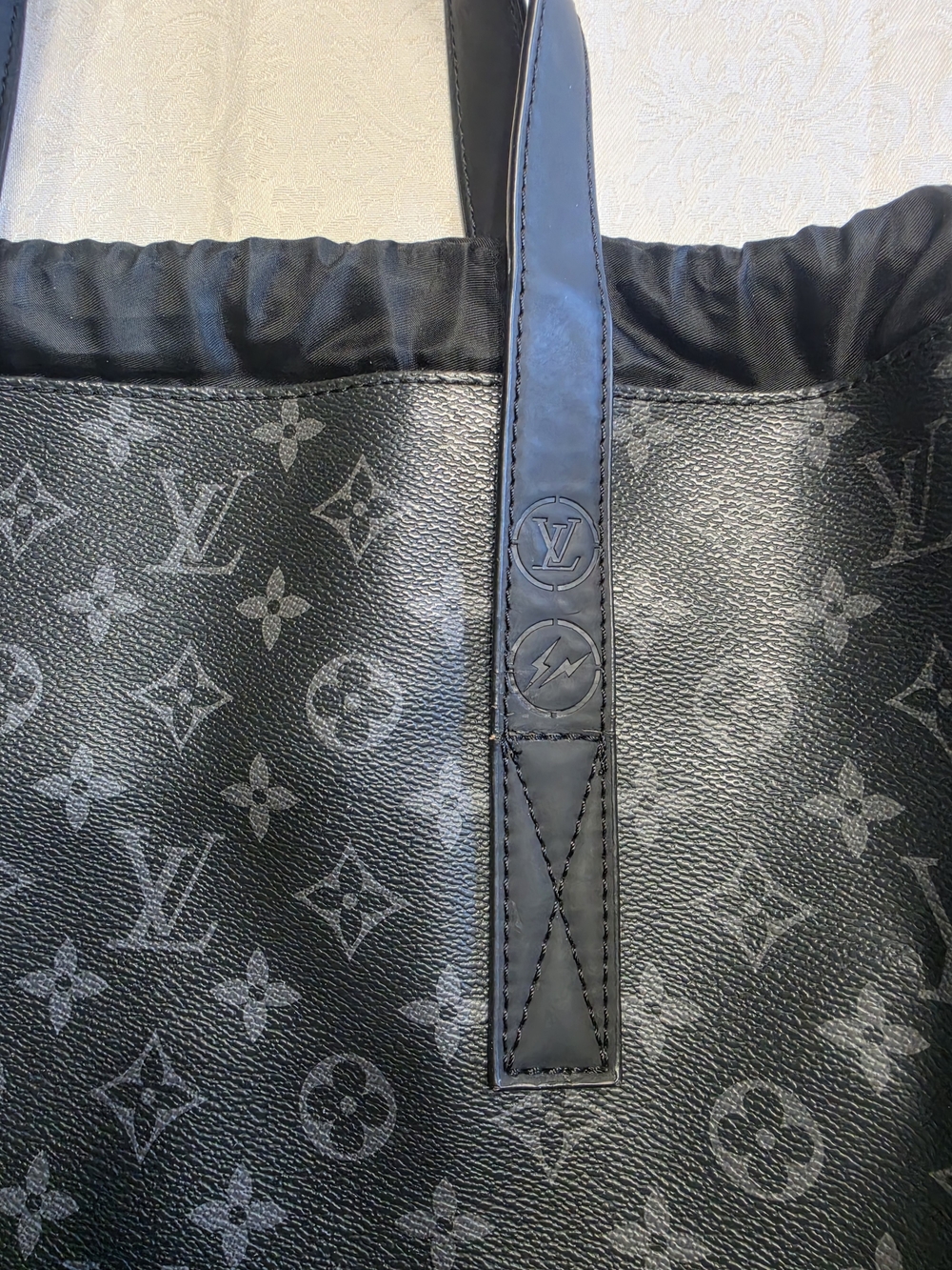 Louis Vuitton Black Monogram Fragment Tokyo Drawstring Tote - Picture 2 of 9